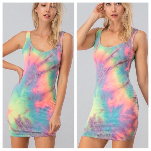 •LAST 1• Neon Tie Dye Sleevless Bodycon - Picture 3 of 8